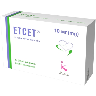 ЕТСЕТ® таблетки, вкриті оболонкою, по 10 мг, по 14 таблеток у блістері, по 6 блістерів у картонній упаковці